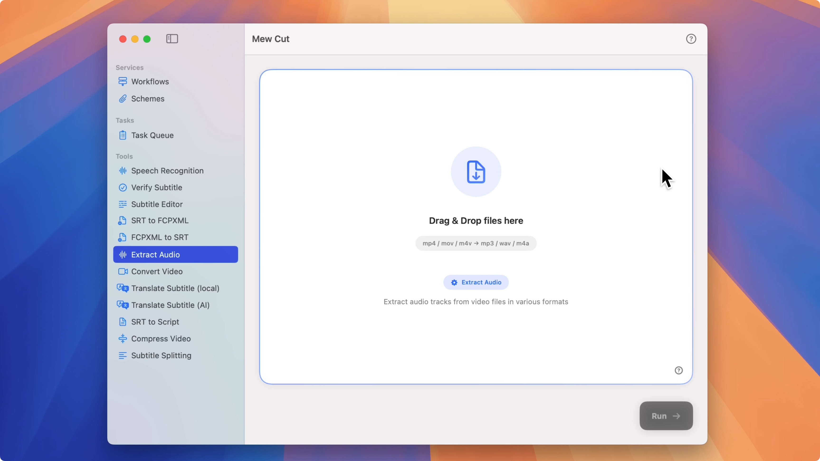 Open the Extract Audio tool on Mac