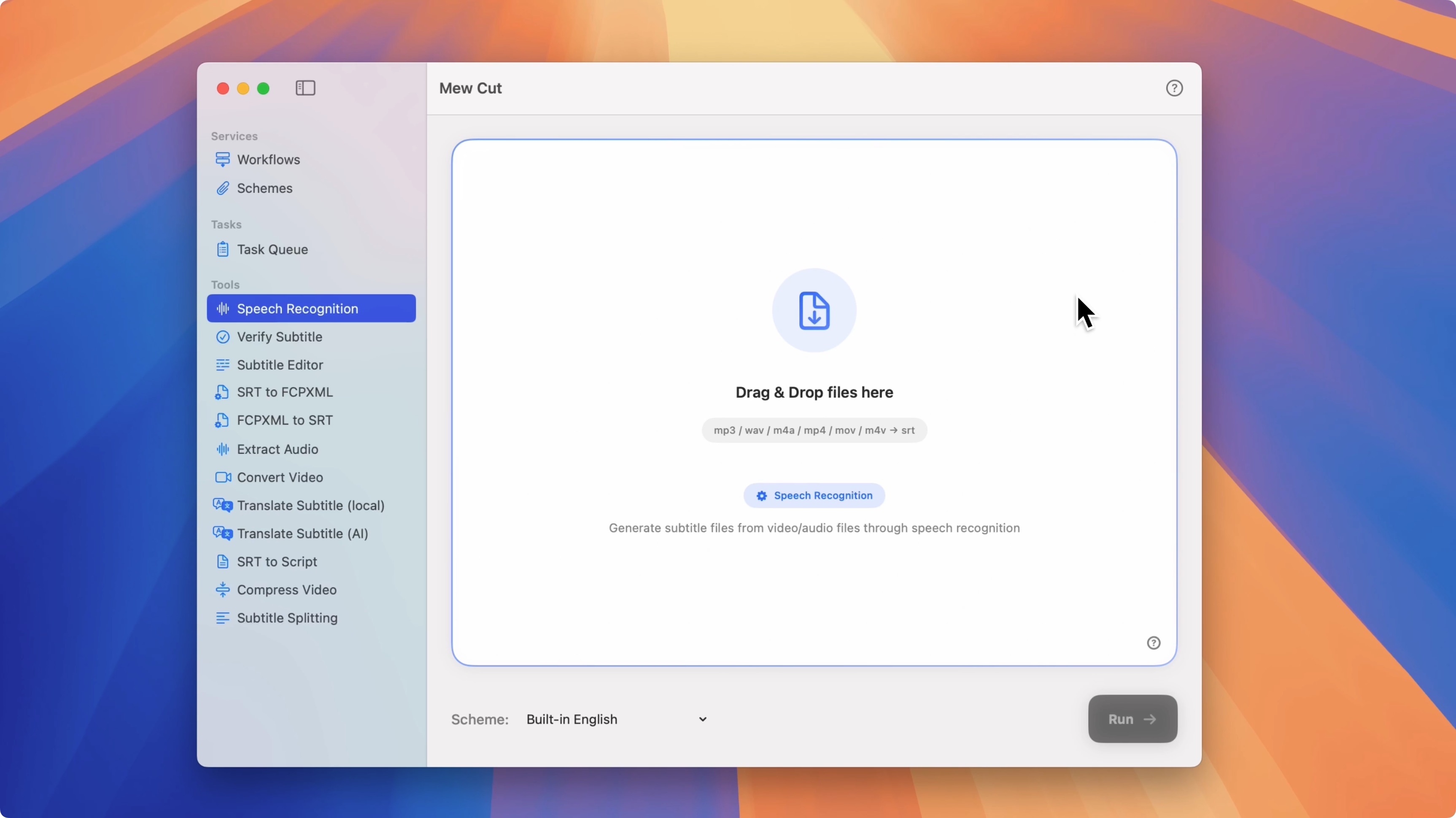 Open Speech Recognition in Mew Cut on Mac